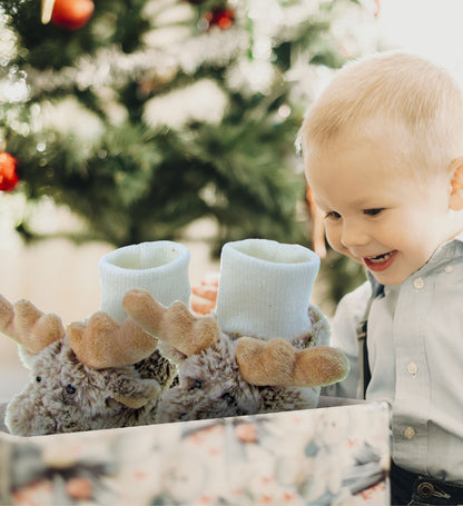 SUPER SOFT PLUSH BABY SHOES - MOOSE