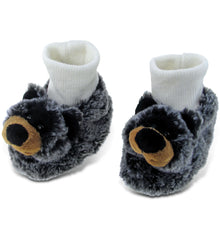 SUPER SOFT PLUSH BABY SHOES - BLACK BEAR
