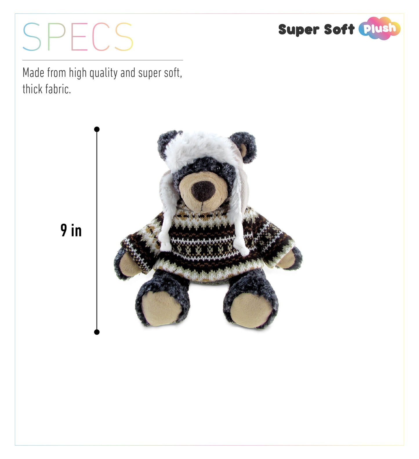 SUPER SOFT PLUSH WITH CLOTHES - BLACK BEAR