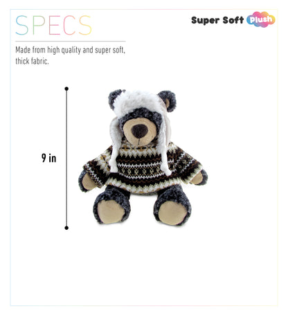 SUPER SOFT PLUSH WITH CLOTHES - BLACK BEAR