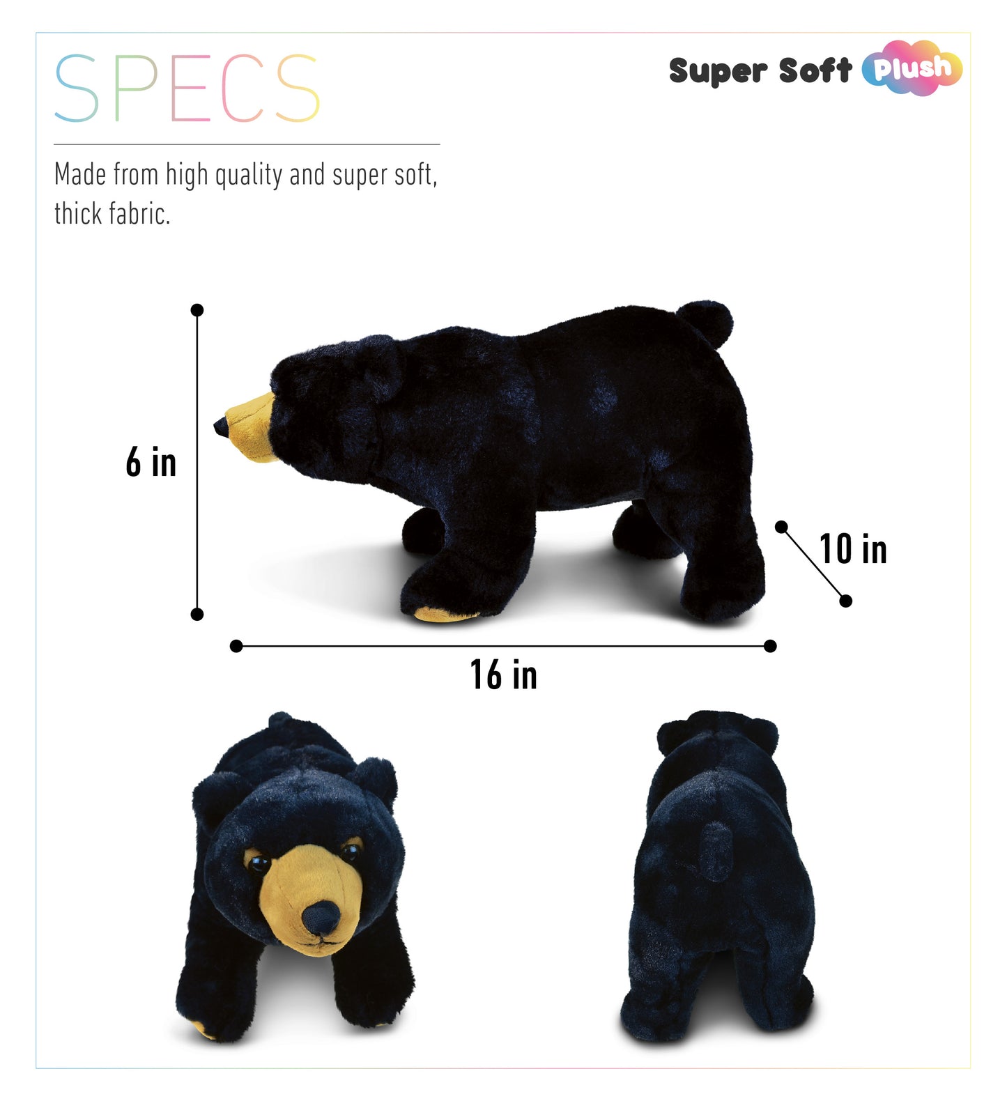 SUPER SOFT PLUSH - WILD LARGE BLACK BEAR