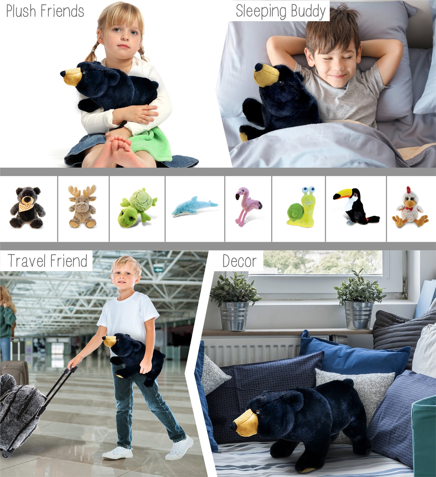 SUPER SOFT PLUSH - WILD LARGE BLACK BEAR