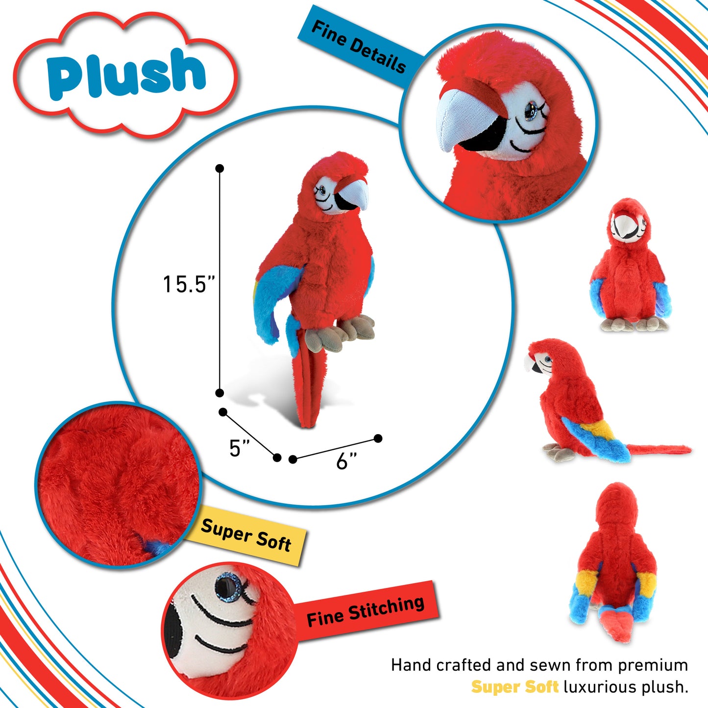SUPER SOFT PLUSH - RED PARROT