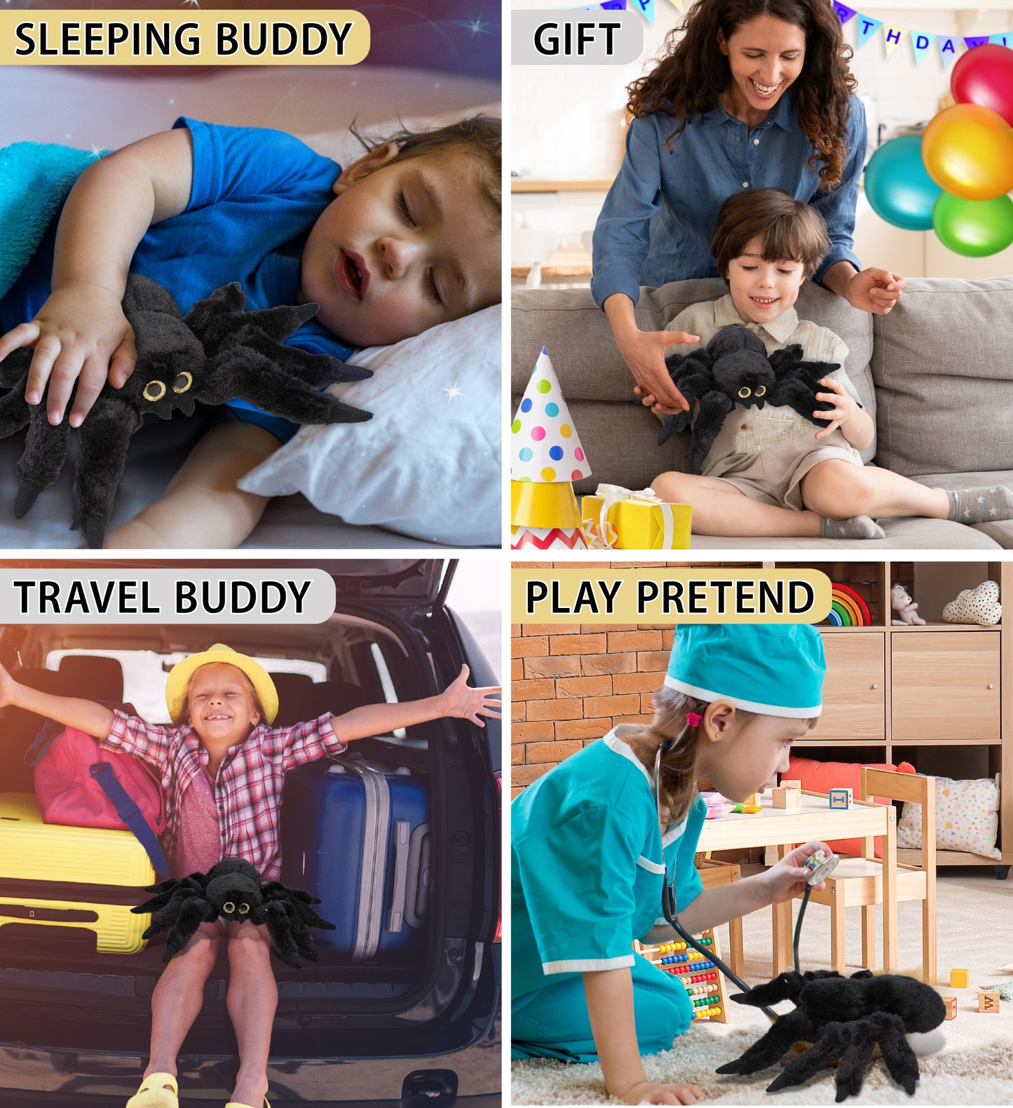 SUPER SOFT PLUSH - BLACK SPIDER