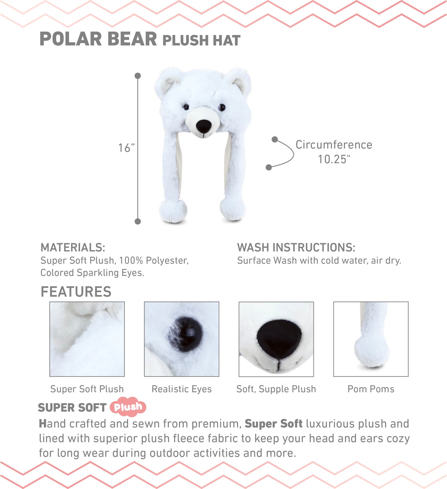 SUPER SOFT PLUSH HAT - POLAR BEAR