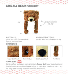SUPER SOFT PLUSH HAT - GRIZZLY BEAR