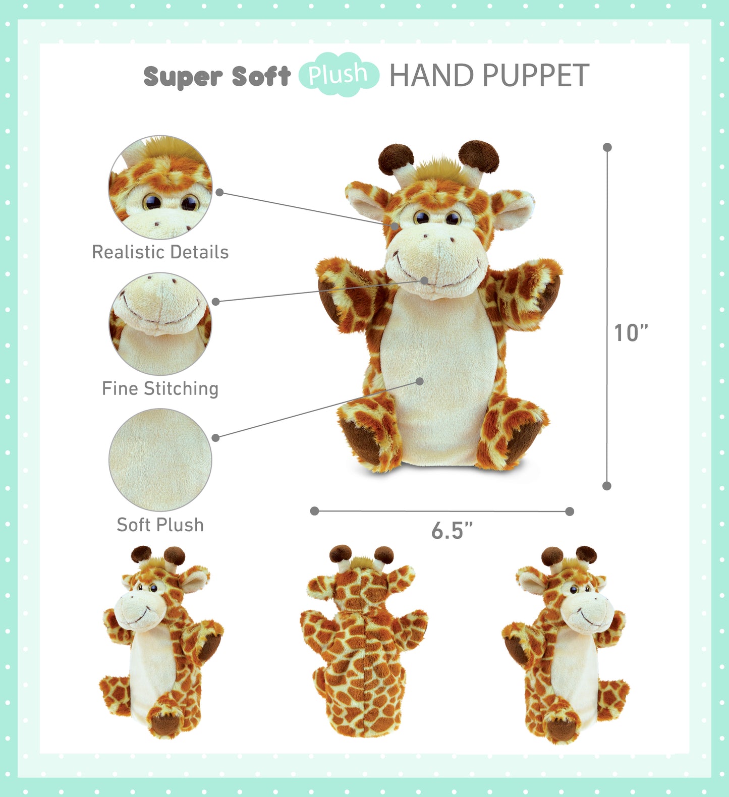 SUPER SOFT PLUSH HAND PUPPET - GIRAFFE
