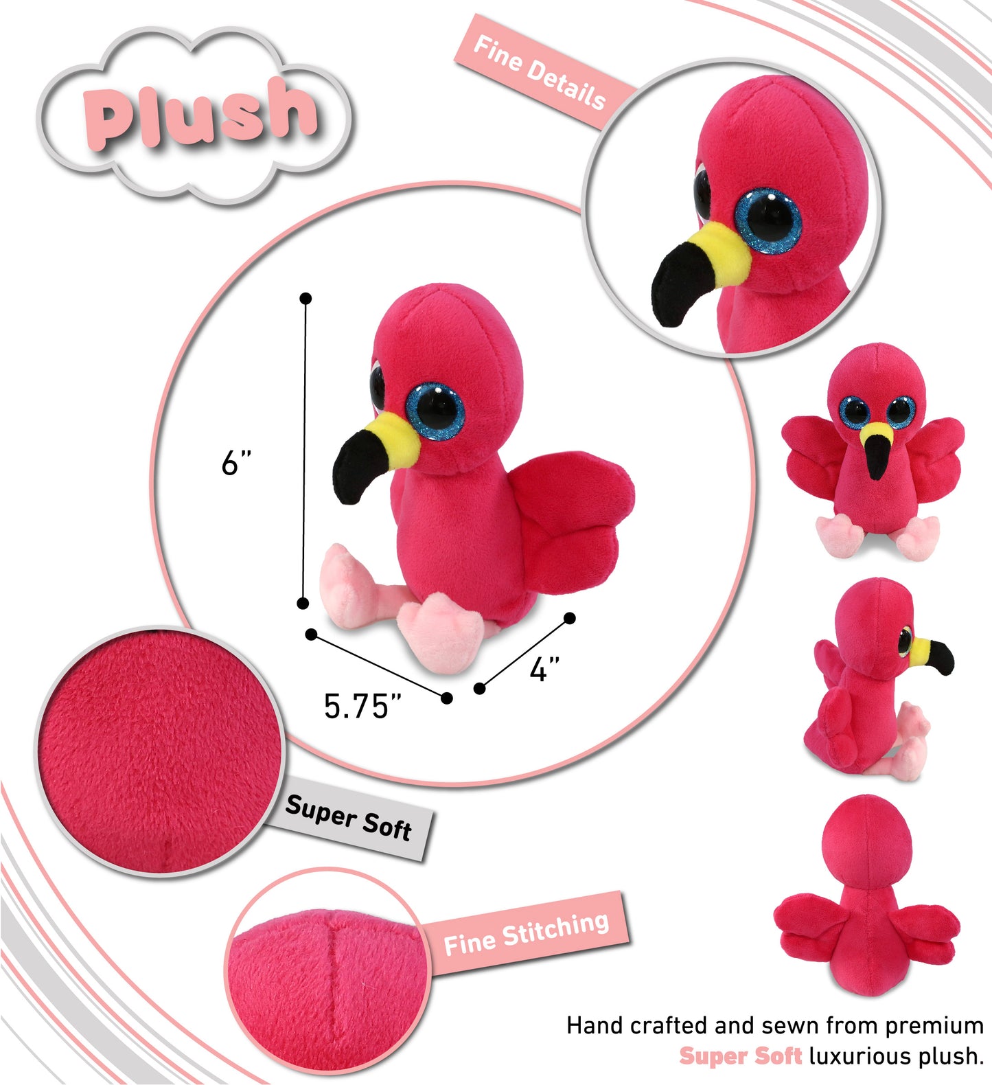 BIG EYE PLUSH - FLAMINGO