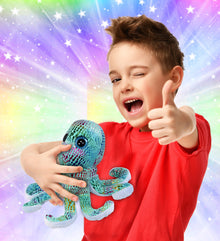 BIG EYE PLUSH - IRIDESCENT RAINBOW OCTOPUS