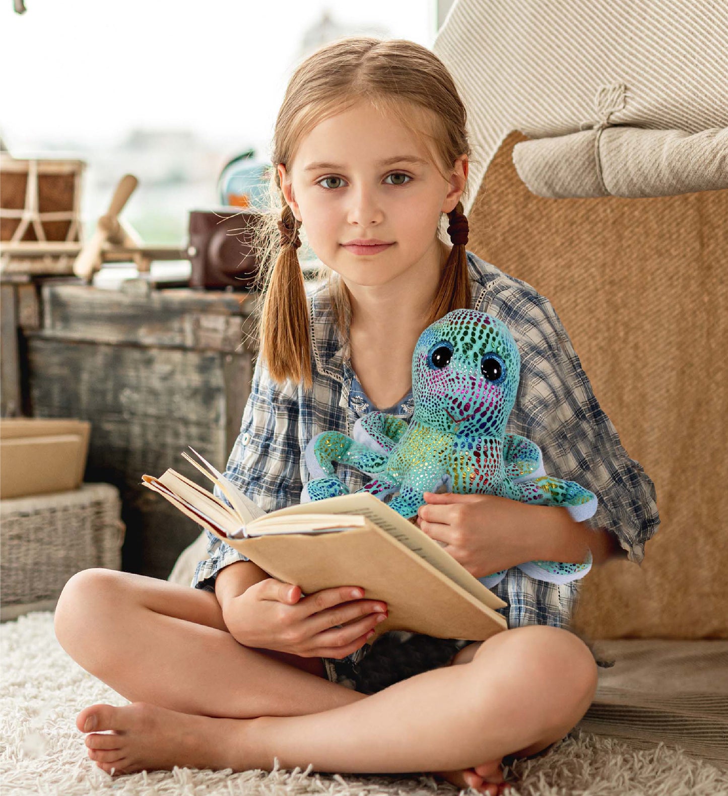 BIG EYE PLUSH - IRIDESCENT RAINBOW OCTOPUS