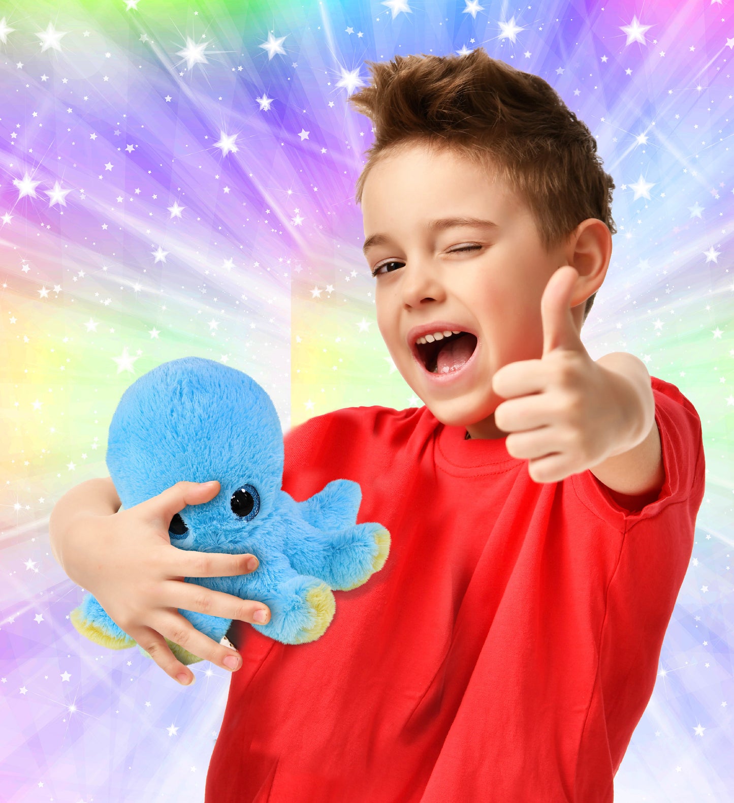BIG EYE PLUSH - BLUE OCTOPUS