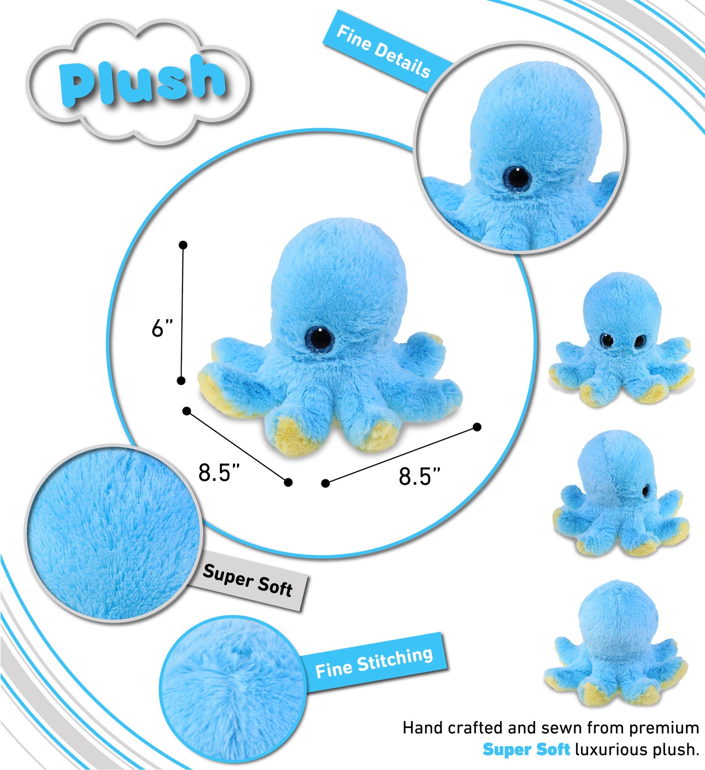 BIG EYE PLUSH - BLUE OCTOPUS