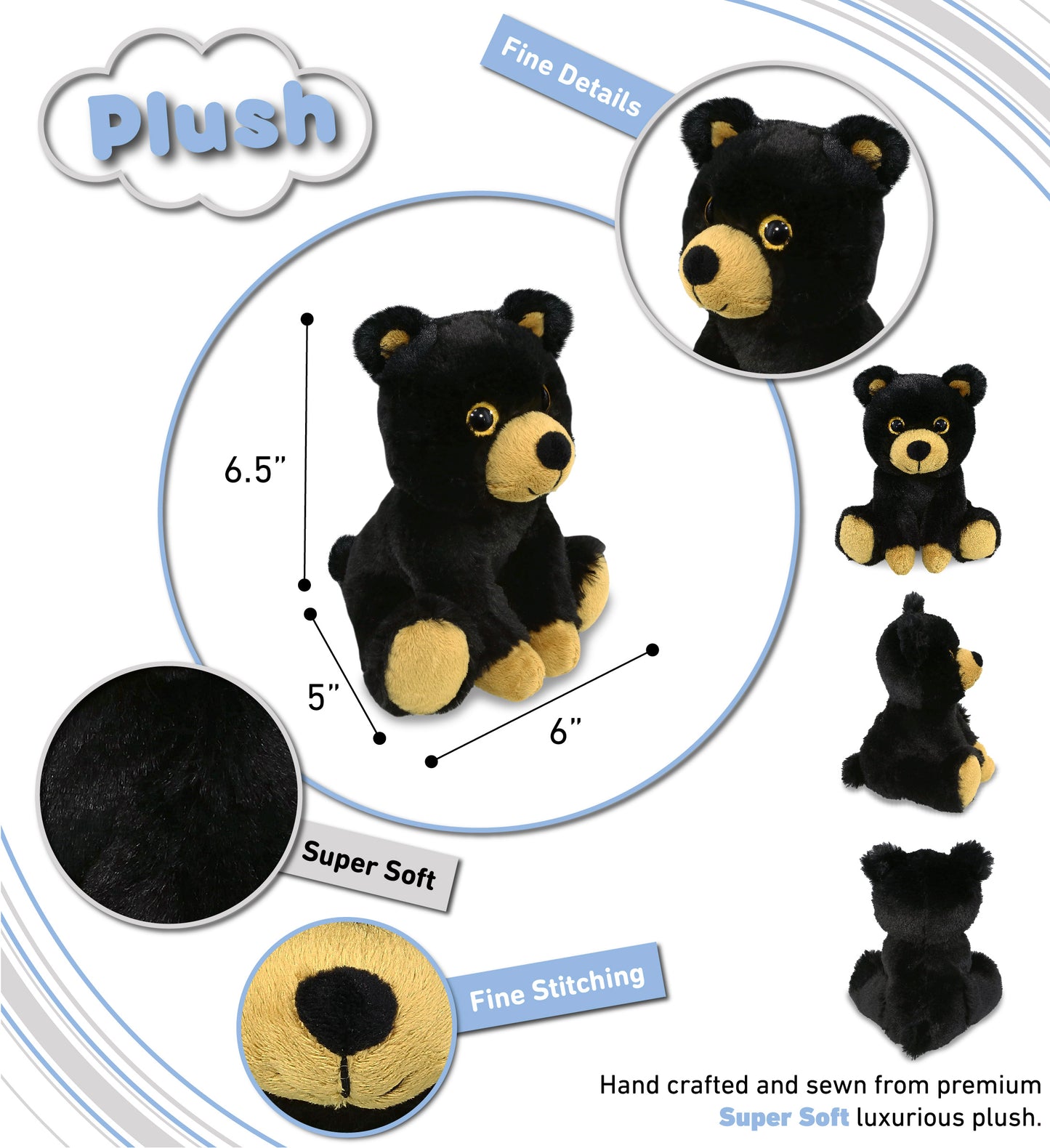 BIG EYE PLUSH - BLACK BEAR