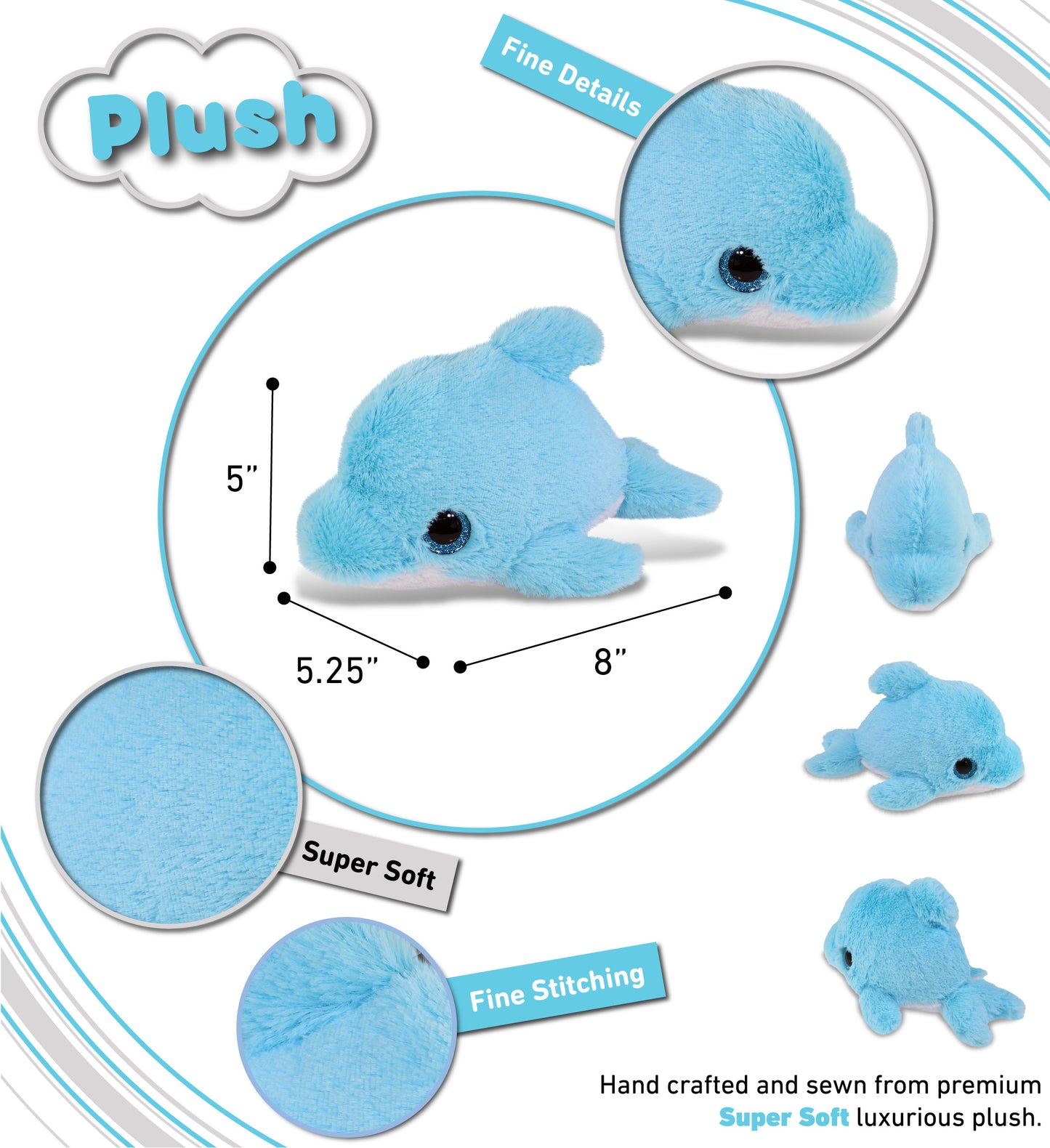 BIG EYE PLUSH - BLUE DOLPHIN