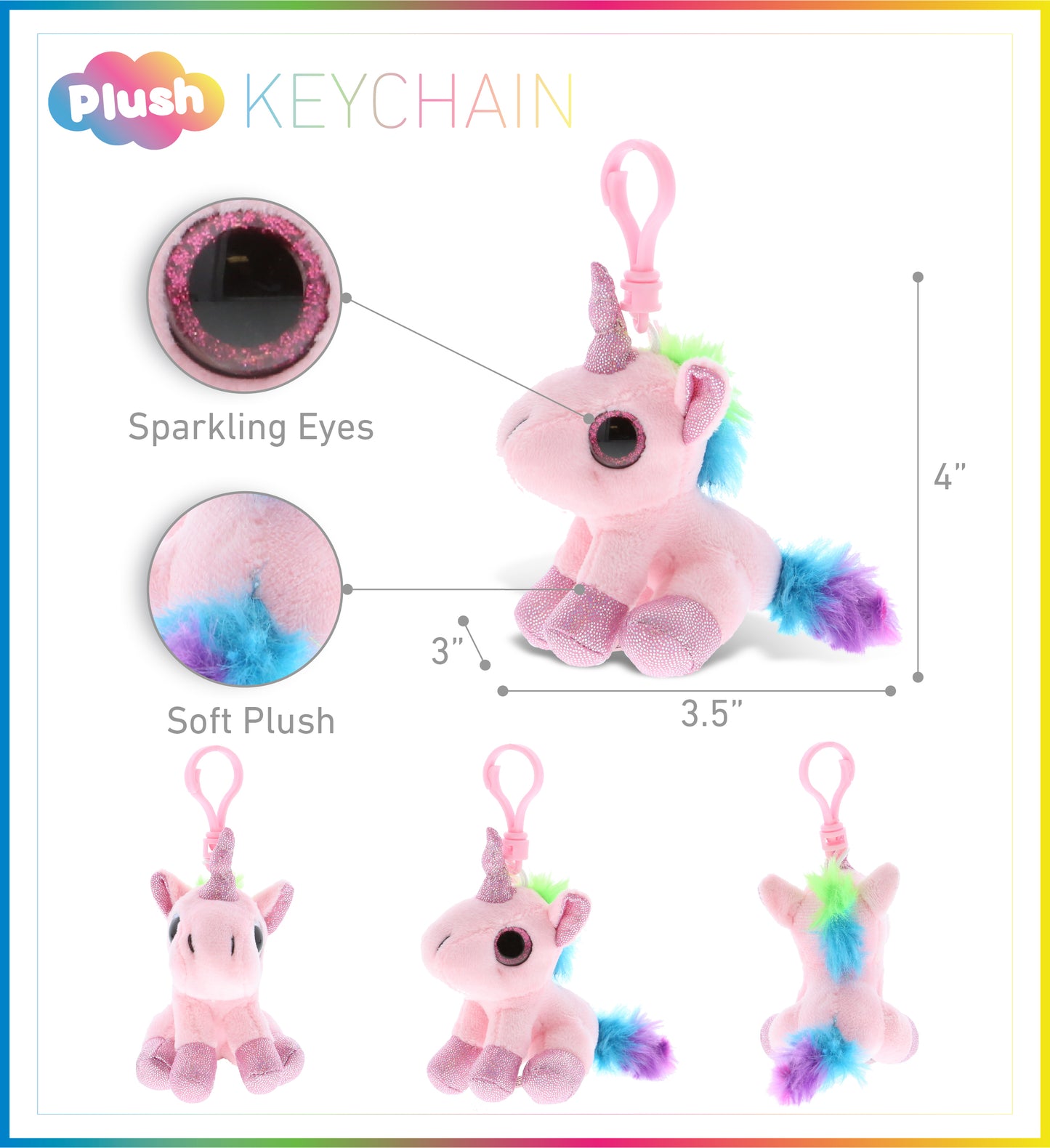 BIG EYE KEYCHAIN - PINK UNICORN