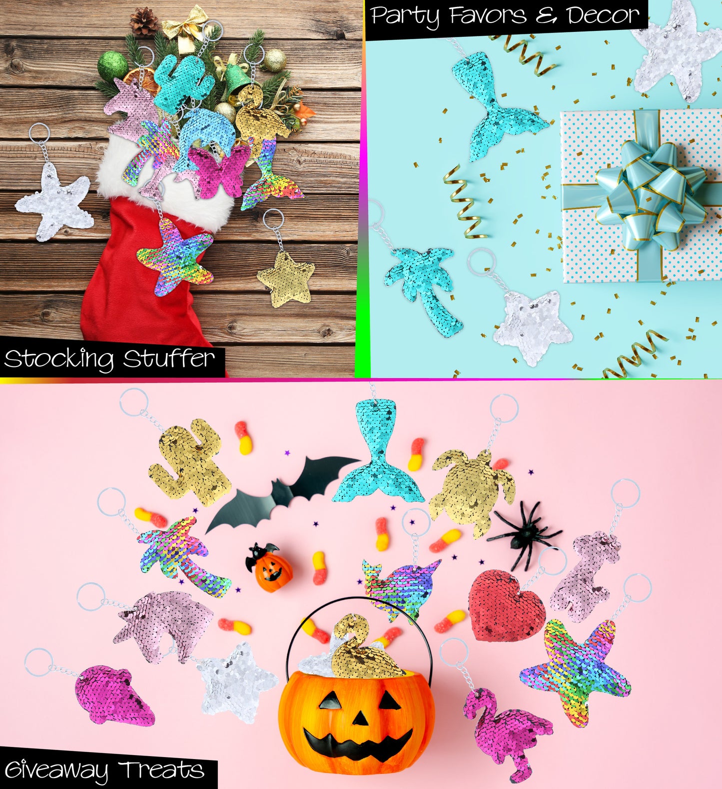 FLIP SEQUIN PLUSH KEYCHAIN - 18 STYLES ASSORTMENTE - 36PC