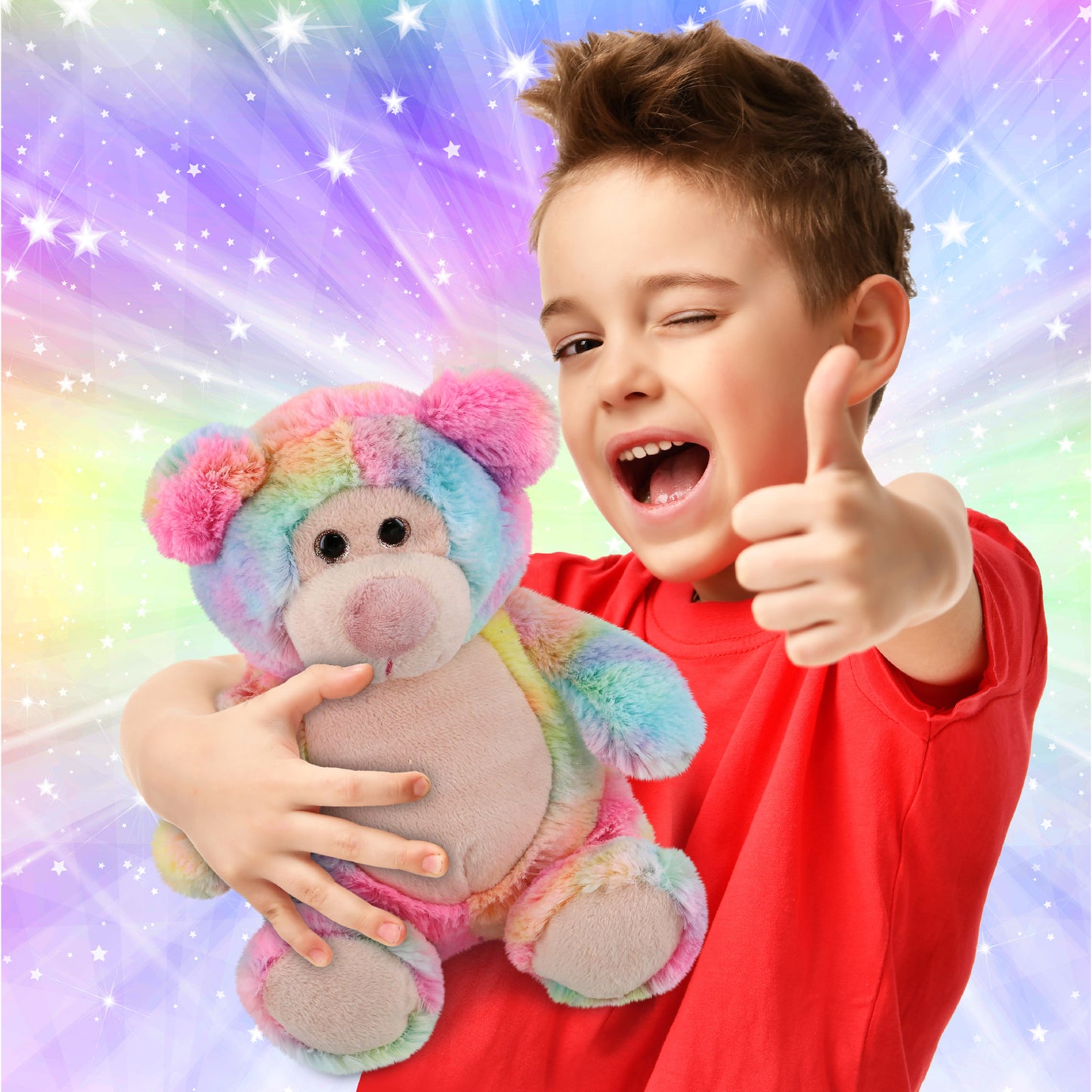 SUPER-SOFT PLUSH - RAINBOW BEAR 9"