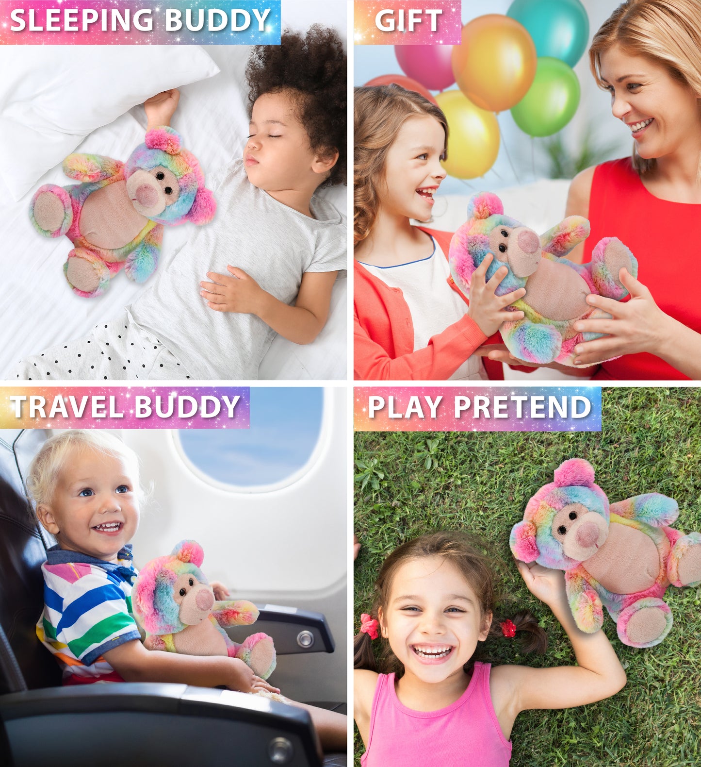 SUPER-SOFT PLUSH - RAINBOW BEAR 9"