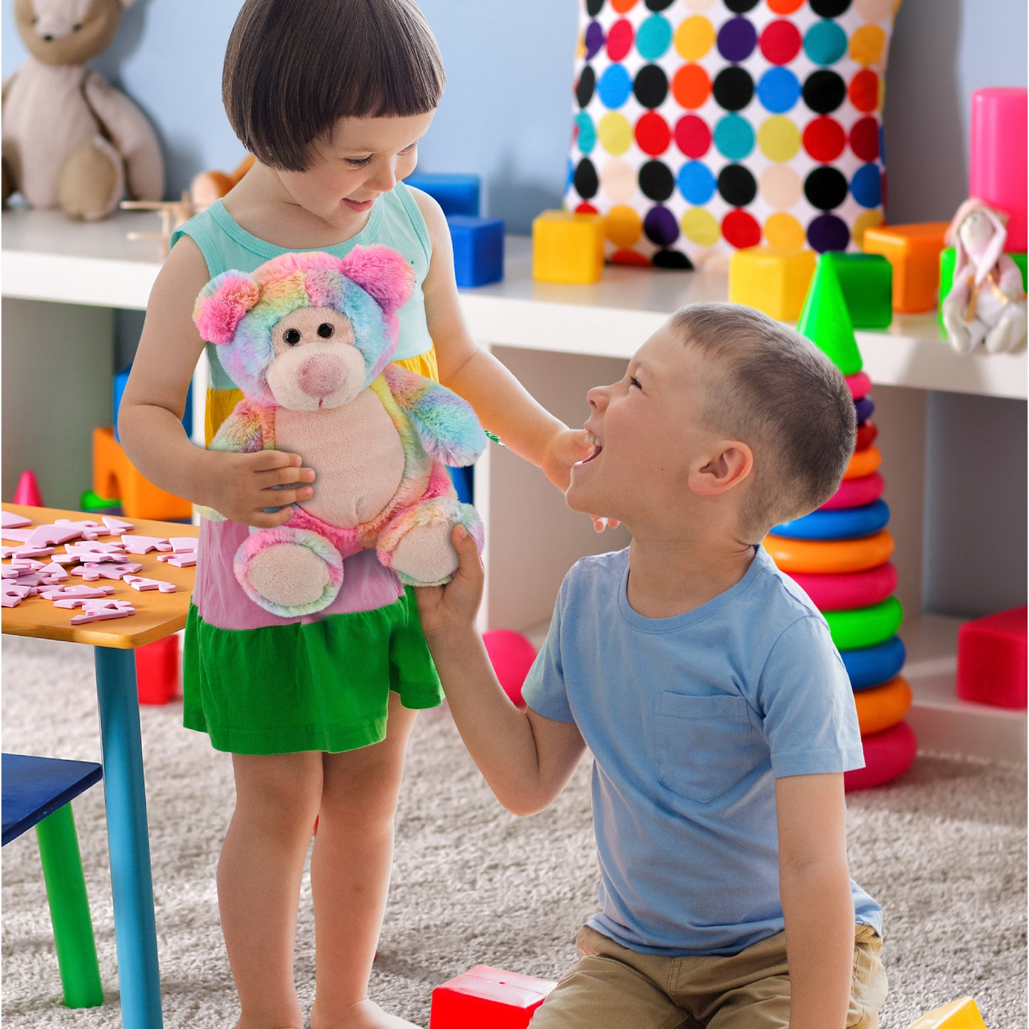 SUPER-SOFT PLUSH - RAINBOW BEAR 9"