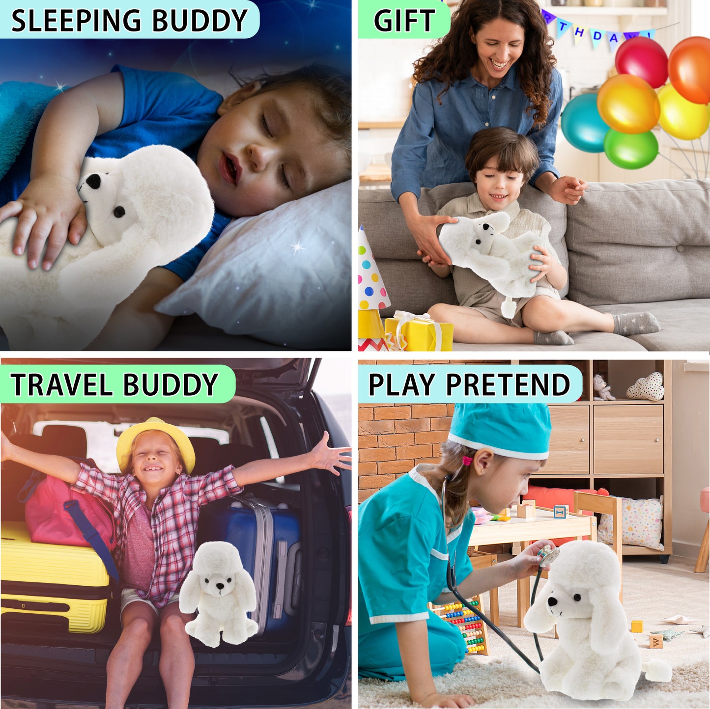 SUPER SOFT PLUSH - WHITE POODLE DOG