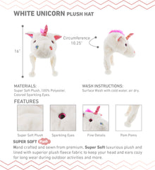 SUPER SOFT PLUSH HAT - WHITE UNICORN
