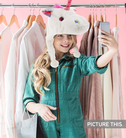 SUPER SOFT PLUSH HAT - WHITE UNICORN