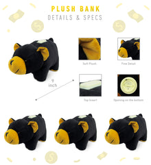 PLUSH BANK - BLACK BEAR