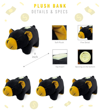 PLUSH BANK - BLACK BEAR
