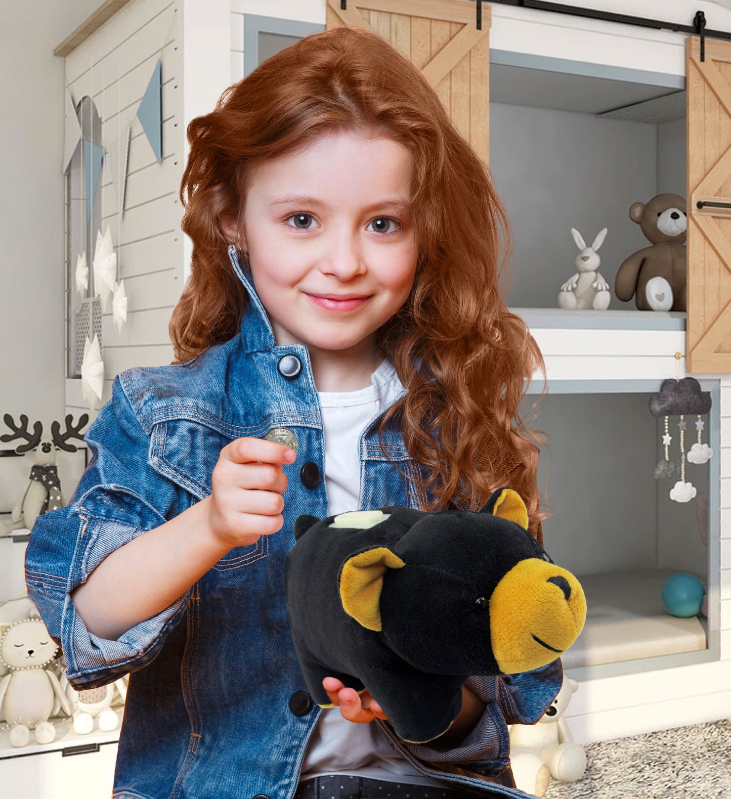 PLUSH BANK - BLACK BEAR