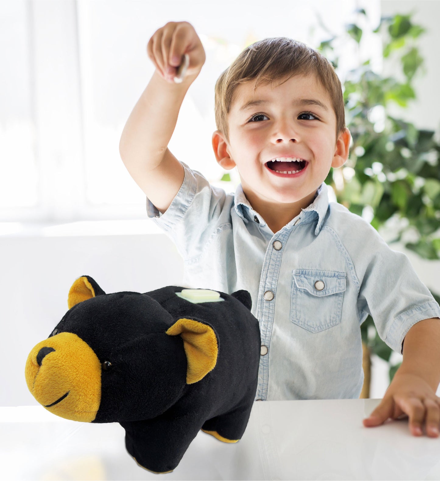 PLUSH BANK - BLACK BEAR