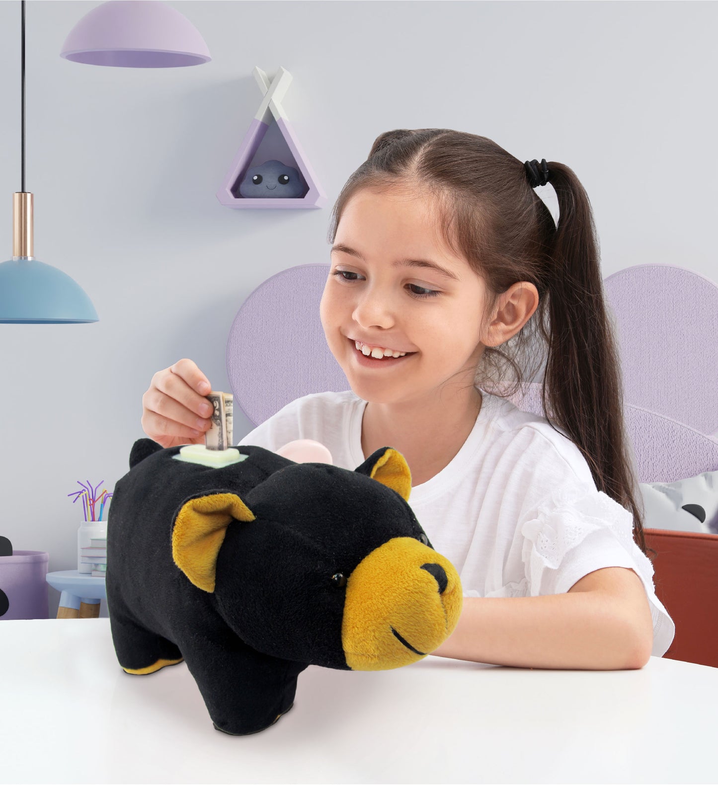 PLUSH BANK - BLACK BEAR