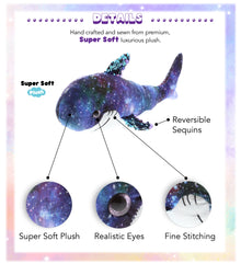 SPACE SEQUIN PLUSH - 12" SHARK