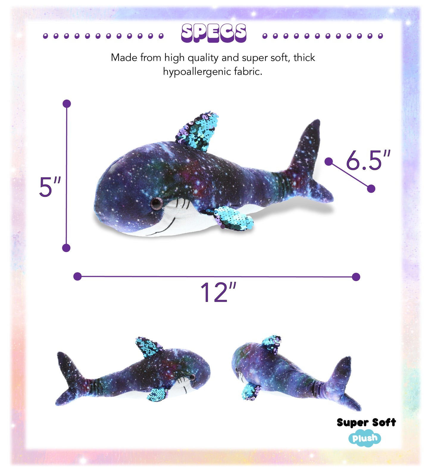 SPACE SEQUIN PLUSH - 12" SHARK