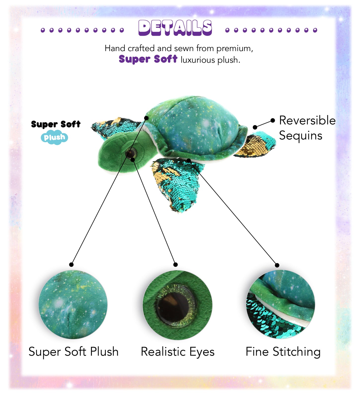 SPACE SEQUIN PLUSH - 13" SEA TURTLE