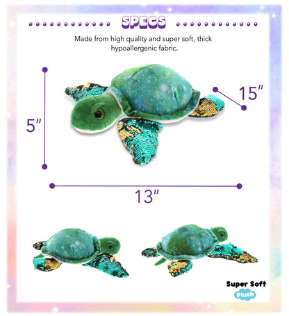 SPACE SEQUIN PLUSH - 13" SEA TURTLE