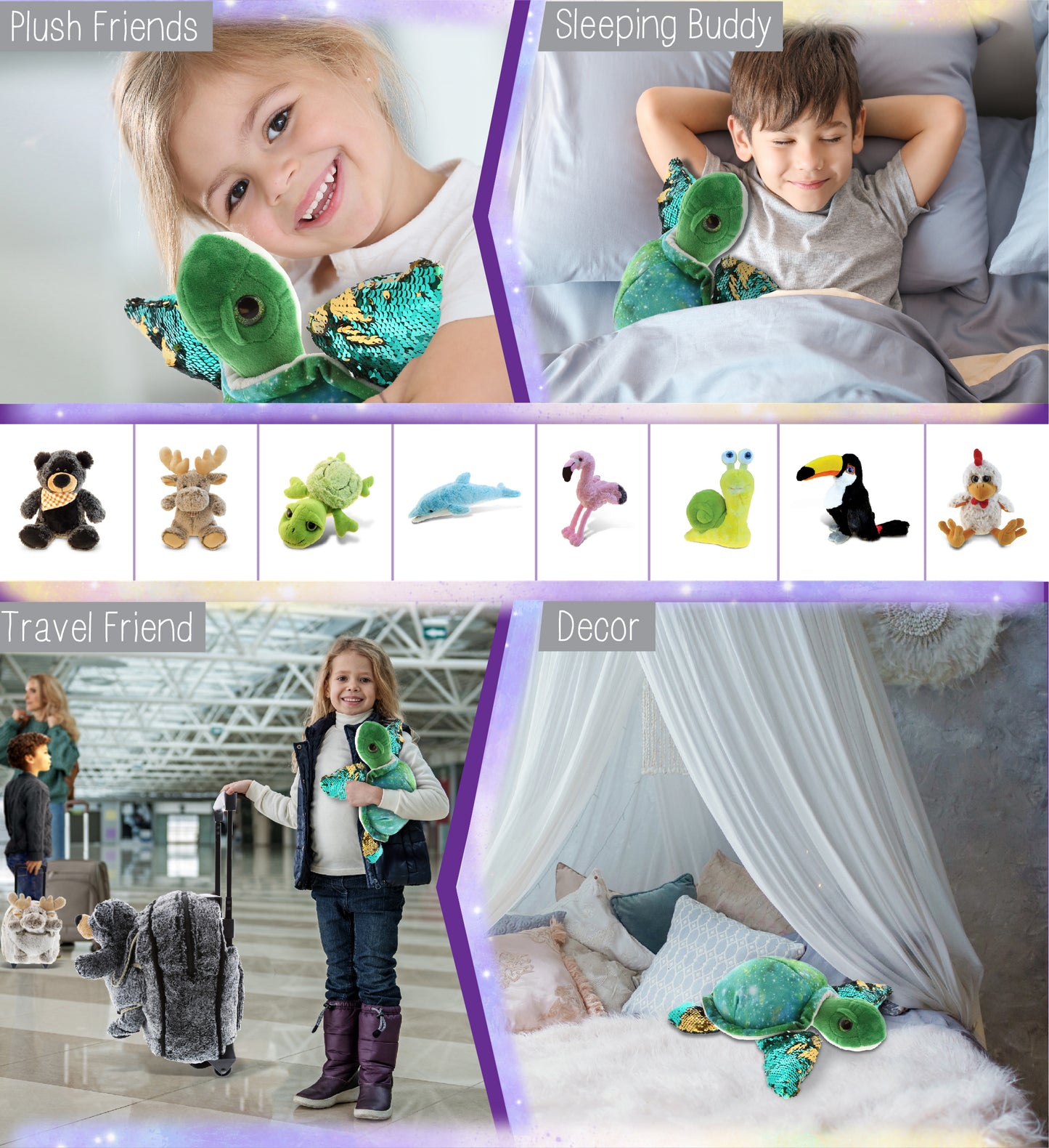 SPACE SEQUIN PLUSH - 13" SEA TURTLE
