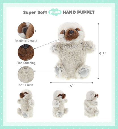 SUPER SOFT PLUSH HAND PUPPET - SLOTH