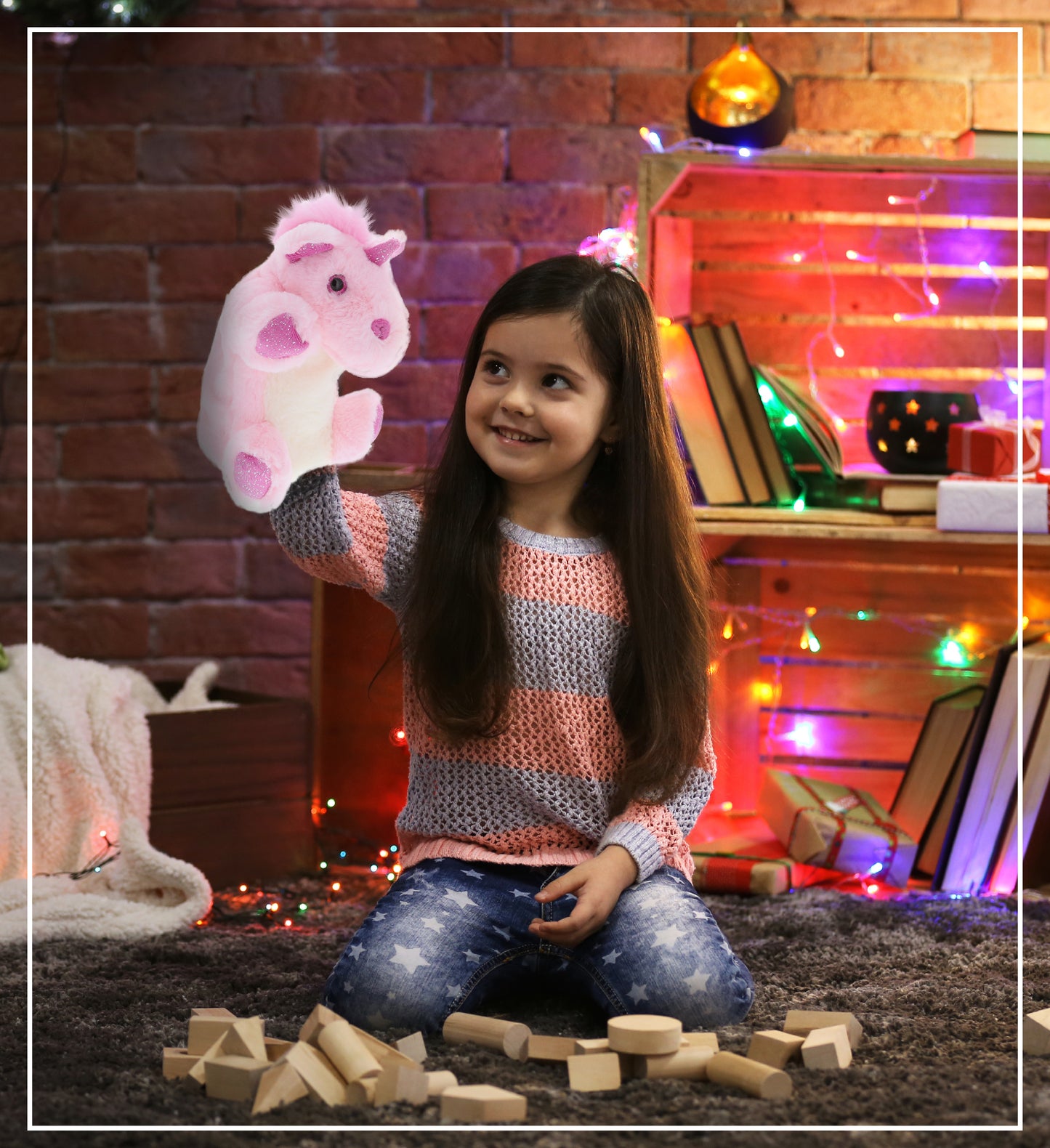 SUPER SOFT PLUSH HAND PUPPET - UNICORN