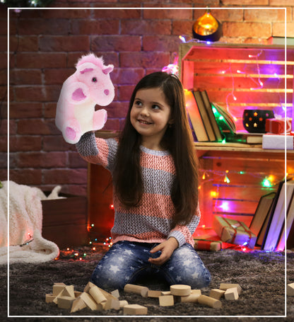 SUPER SOFT PLUSH HAND PUPPET - UNICORN