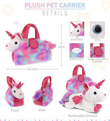 PLUSH PURSE PET CARRIER - COTTON CANDY PINK UNICORN