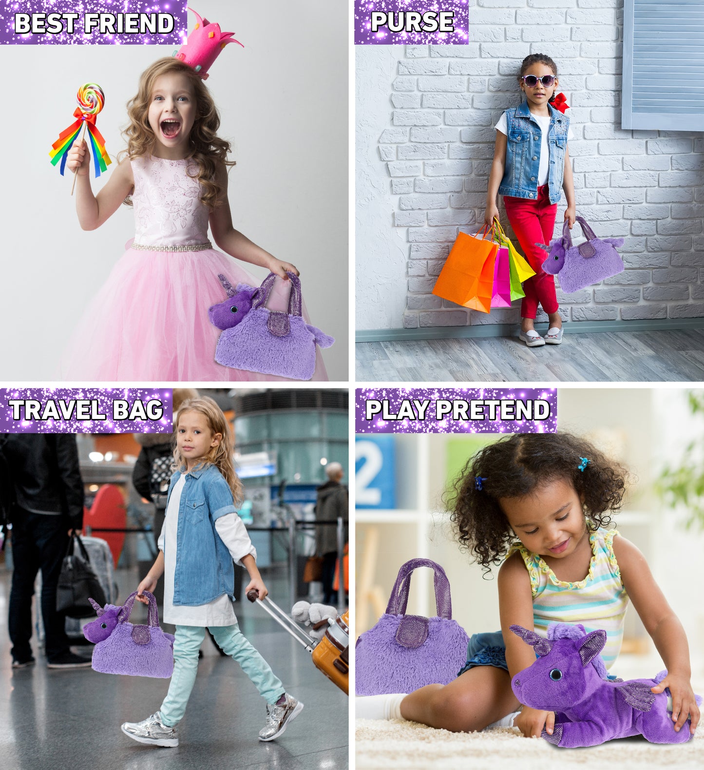 PLUSH PURSE PET CARRIER - PURPLE UNICORN