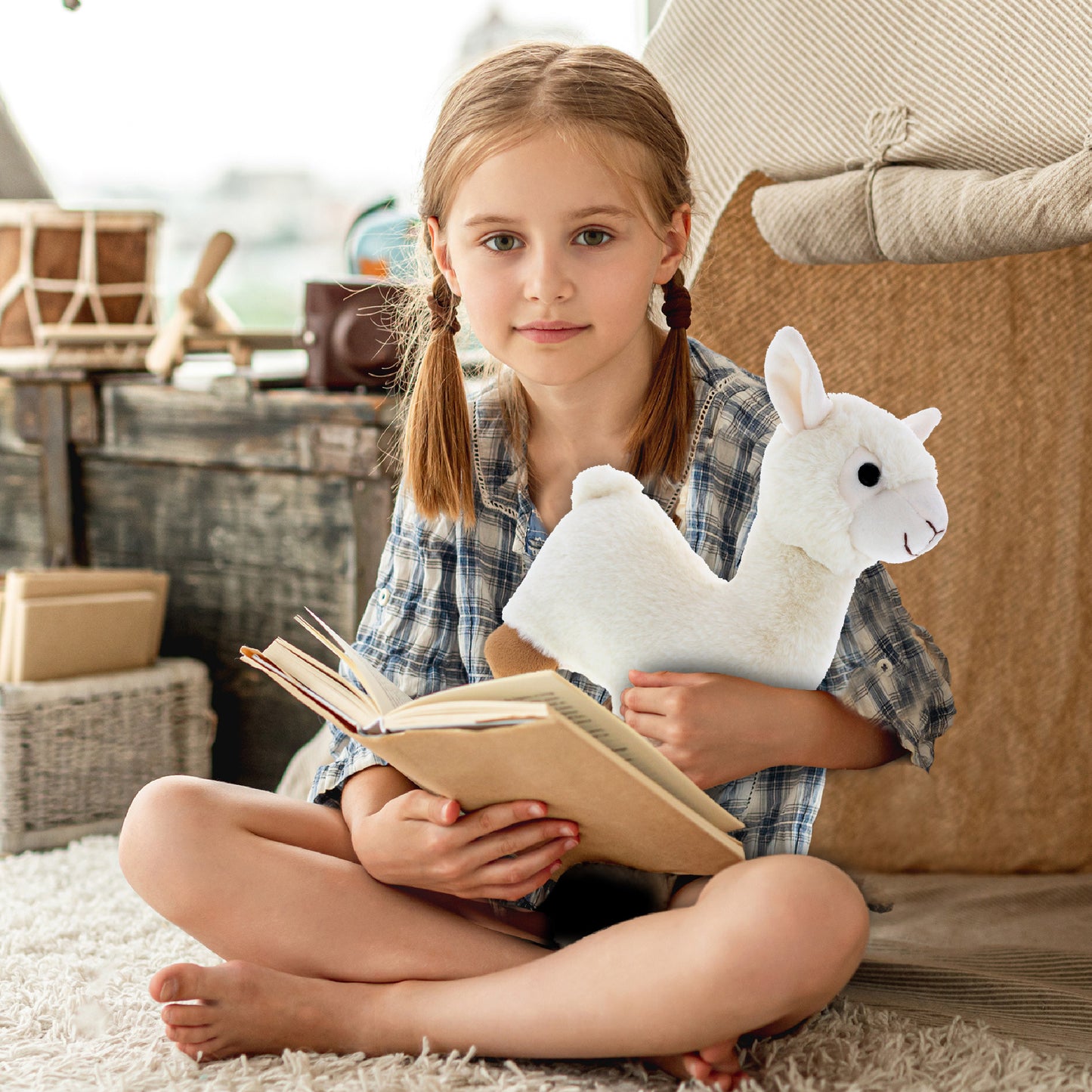 SUPER-SOFT PLUSH - LLAMA - WHITE