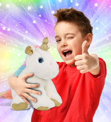 SUPER-SOFT PLUSH - WHITE & GOLD UNICORN