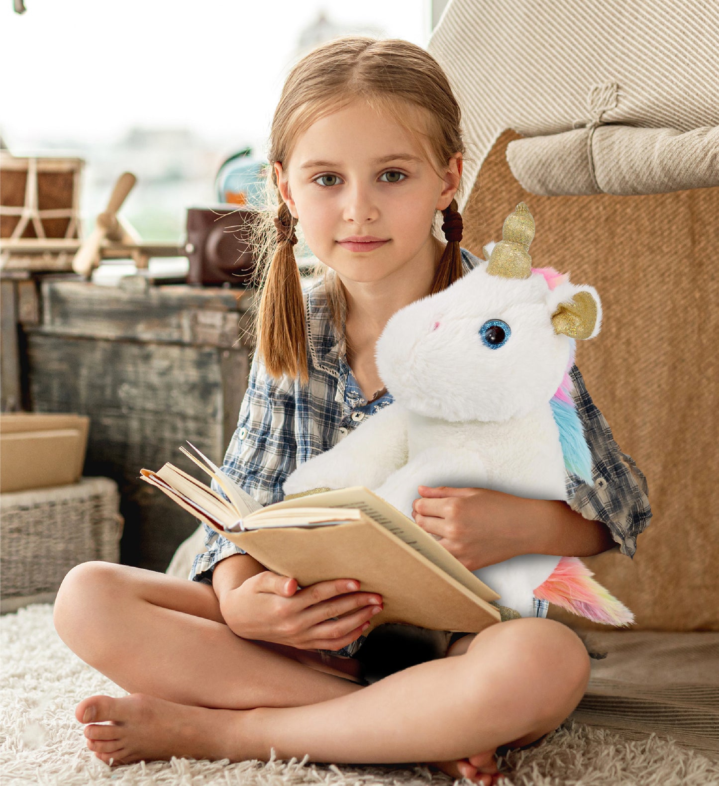 SUPER-SOFT PLUSH - WHITE & GOLD UNICORN