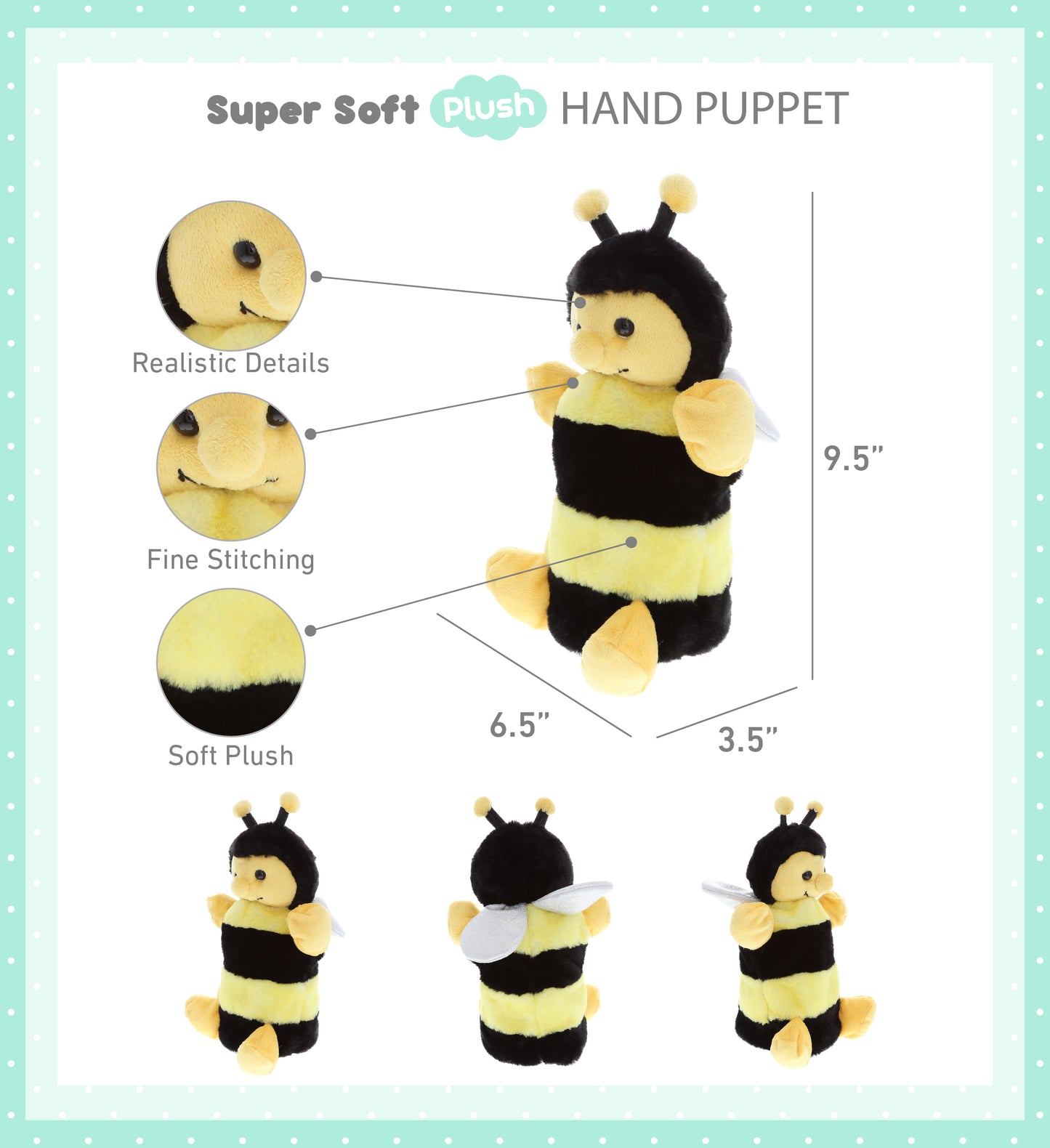 SUPER SOFT PLUSH HAND PUPPET - HONEYBEE