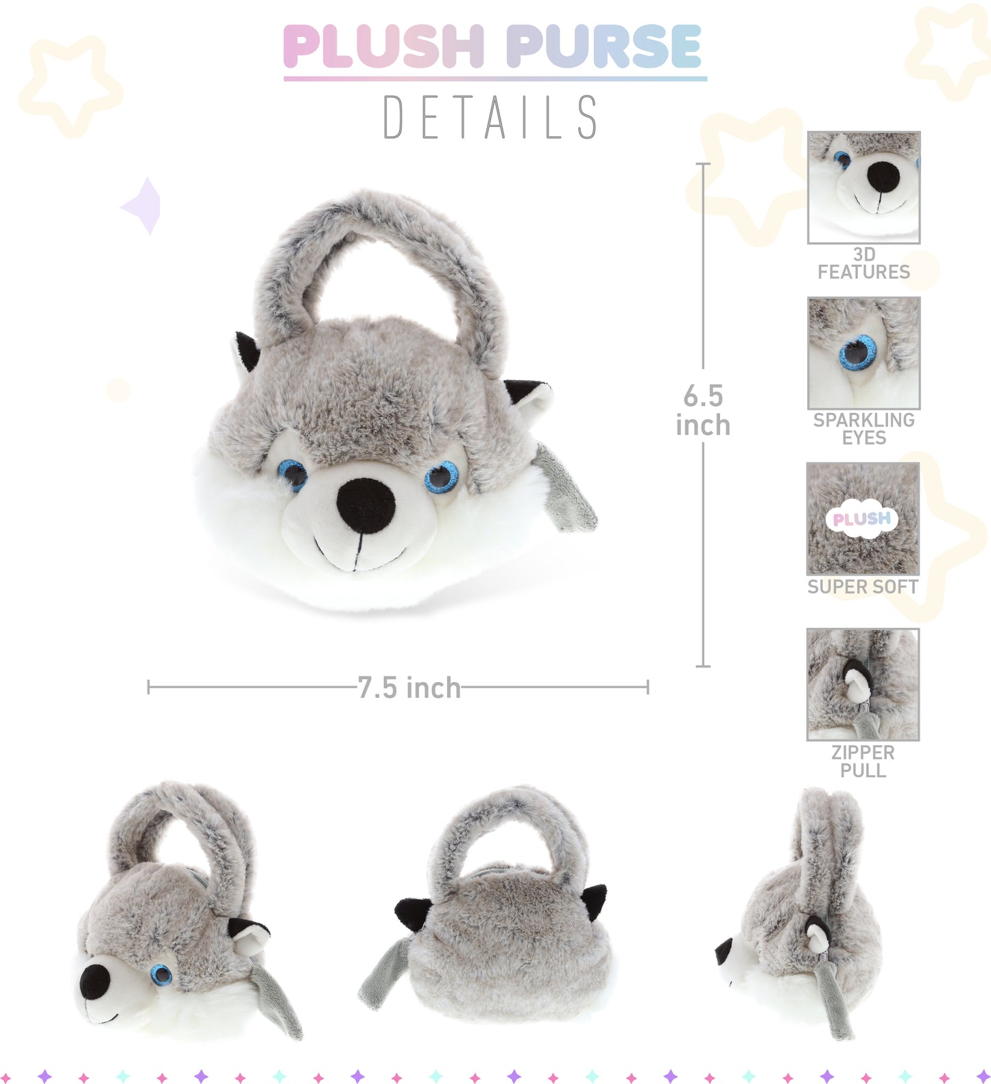 SUPER-SOFT PLUSH HAND BAG - HUSKY