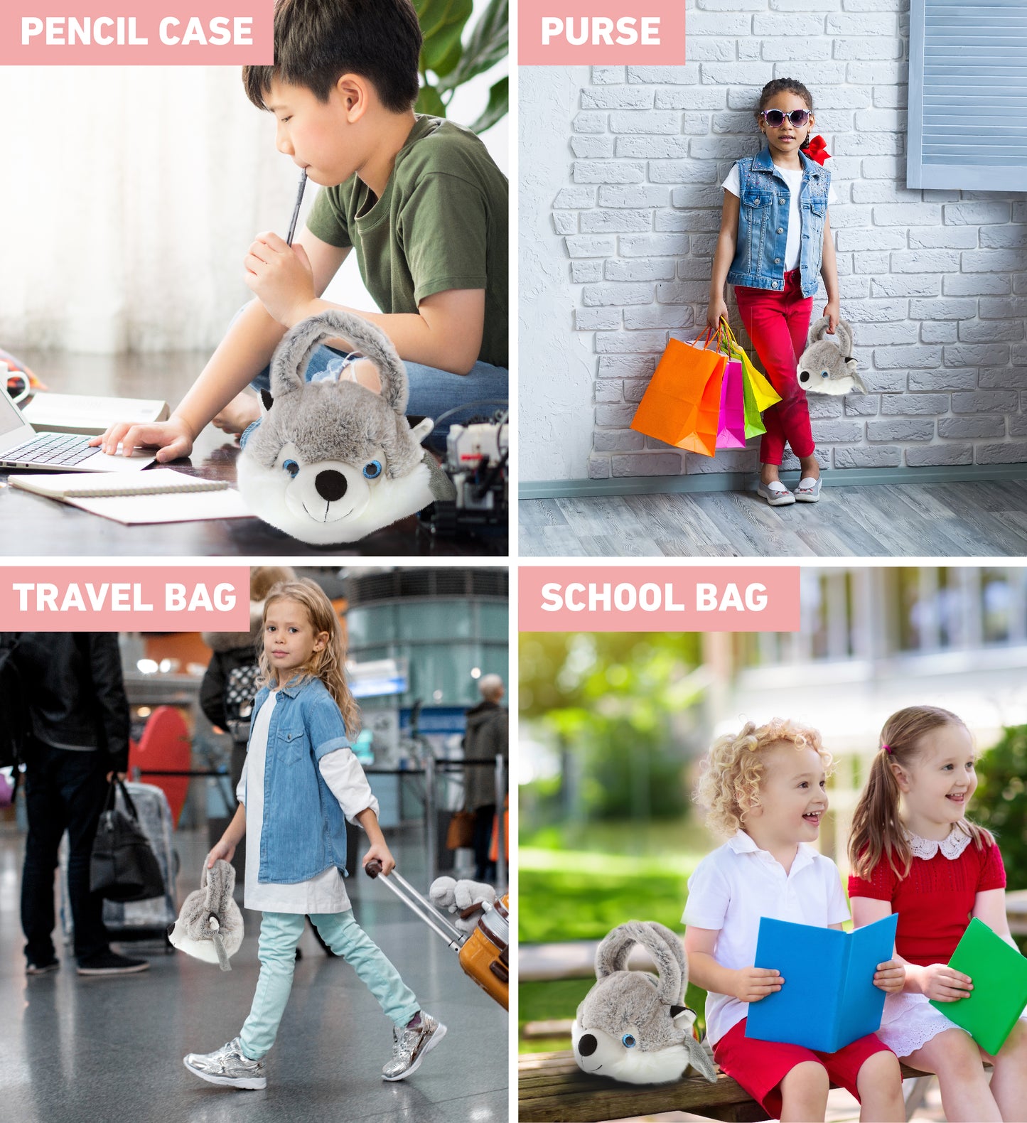 SUPER-SOFT PLUSH HAND BAG - HUSKY