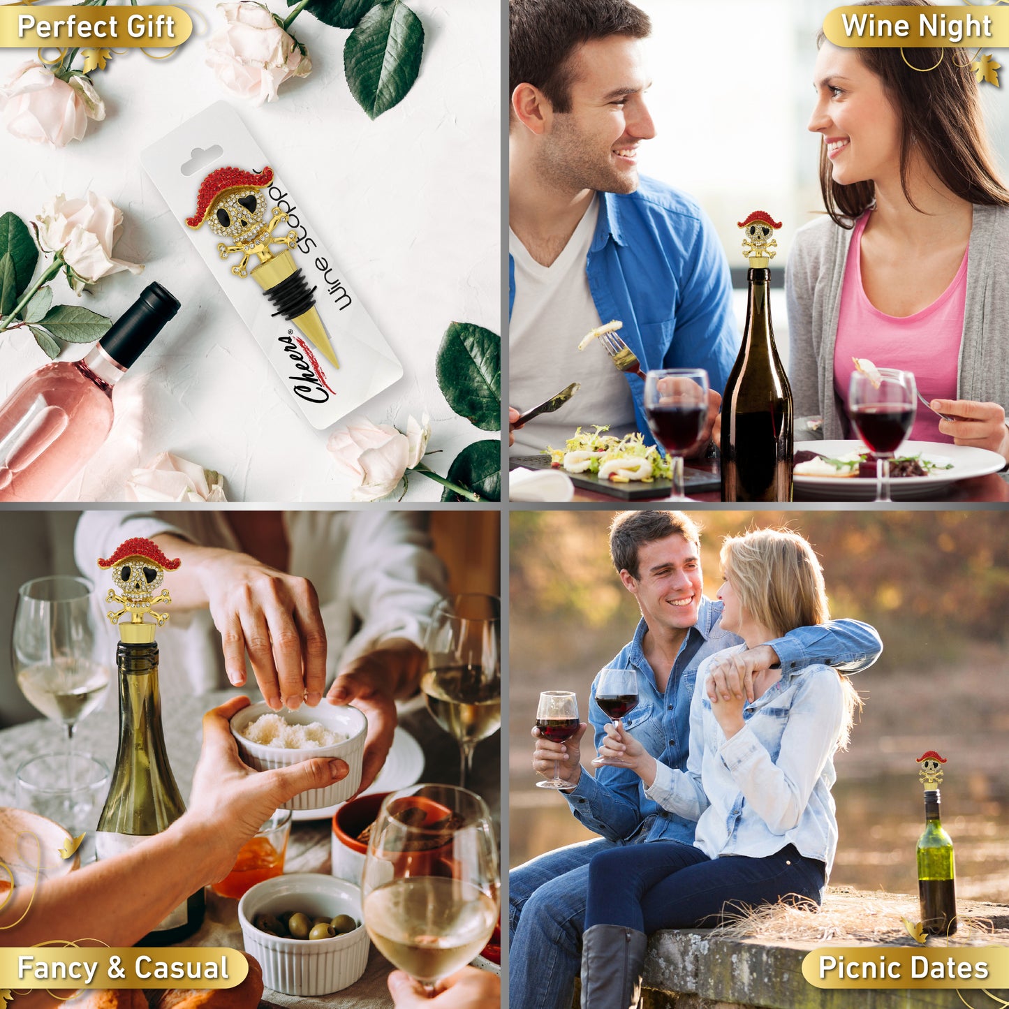 CHEERS - SPARKLING GOLD WINE STOPPER - PIRATE