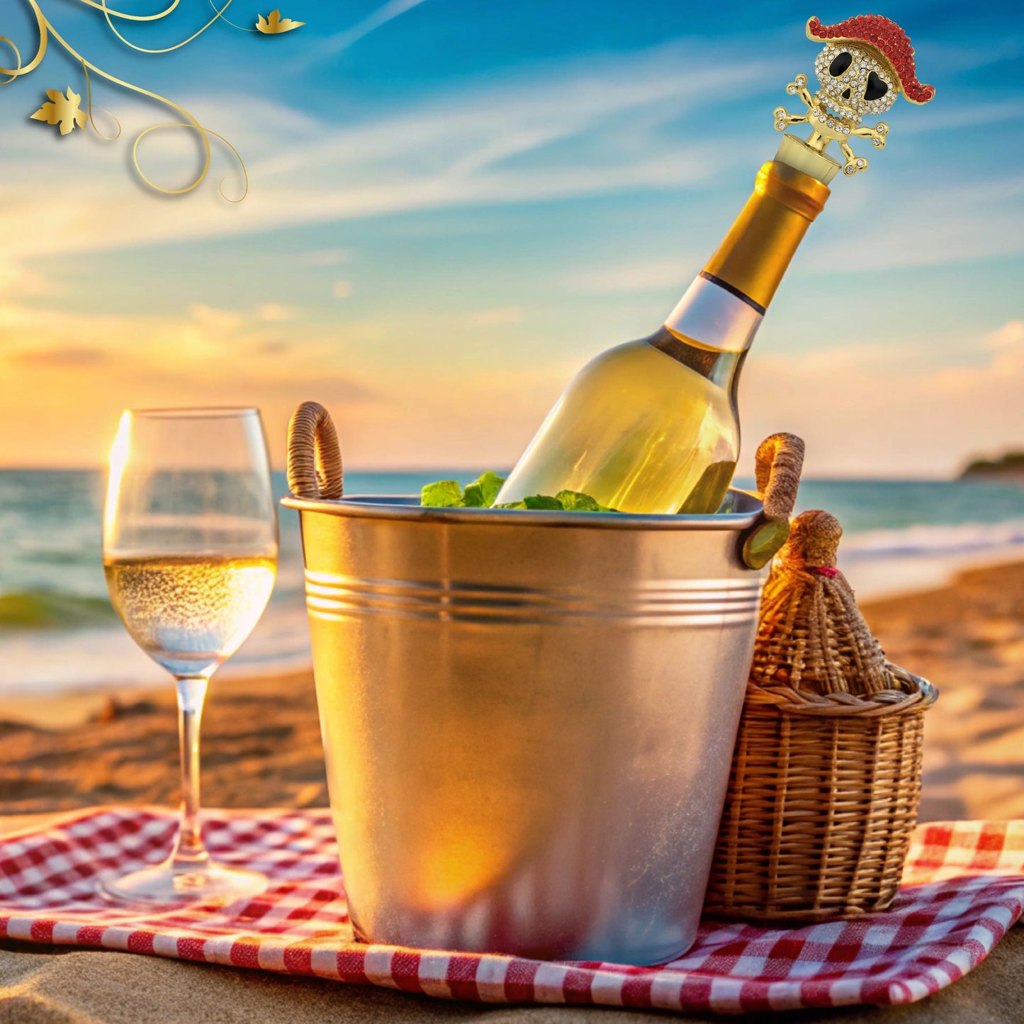 CHEERS - SPARKLING GOLD WINE STOPPER - PIRATE