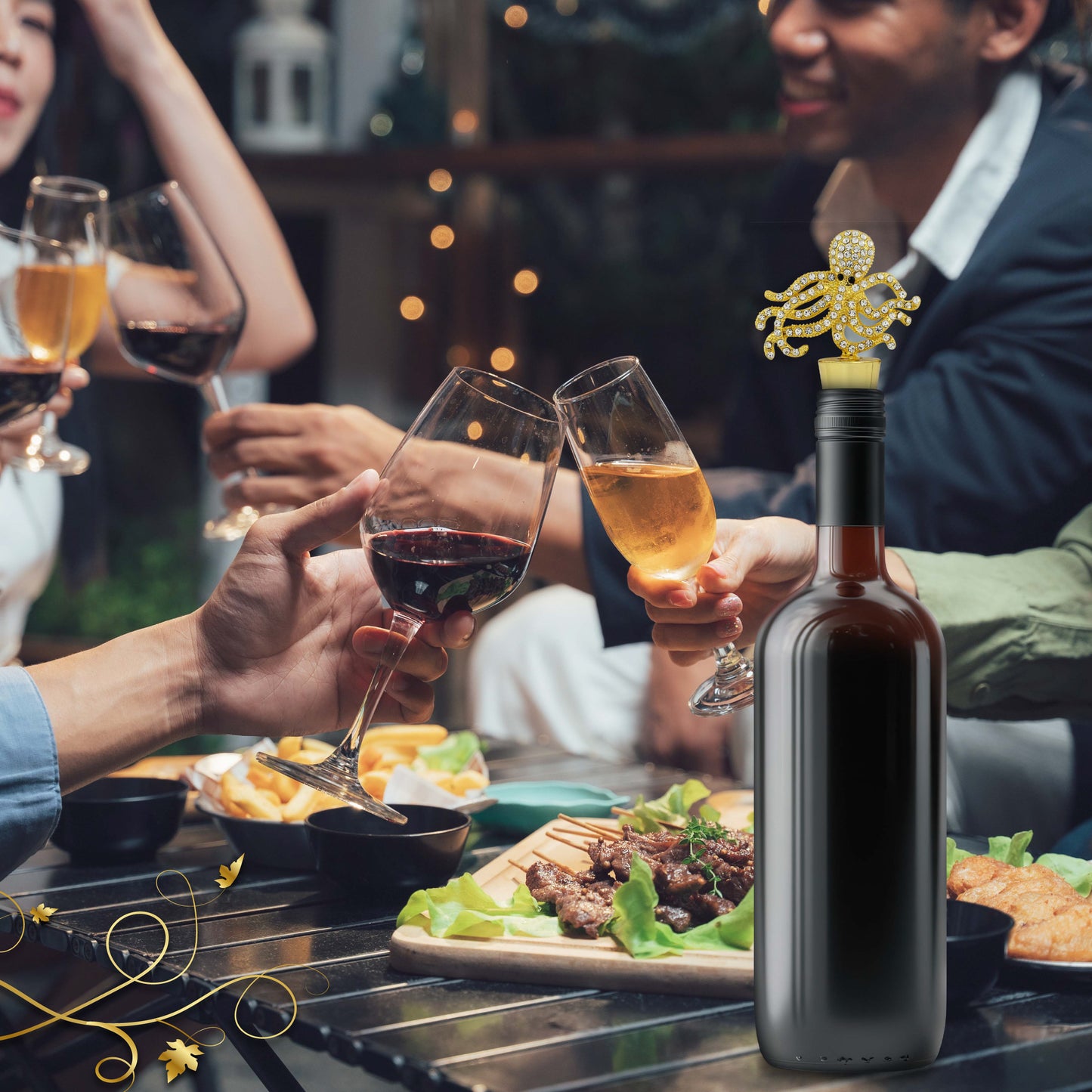 CHEERS - SPARKLING GOLD WINE STOPPER - OCTOPUS